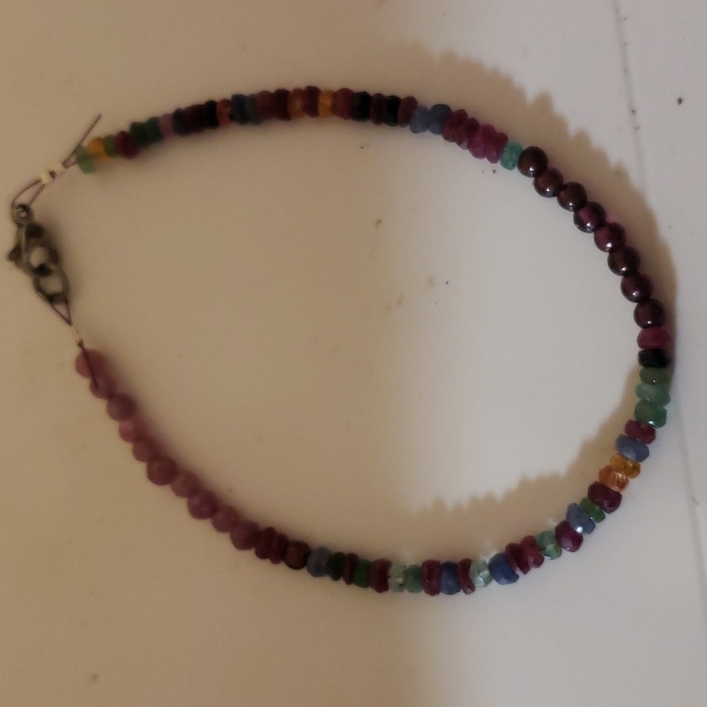 Sapphire / ruby / garnet natural 3mm bracelet sterling clasp.